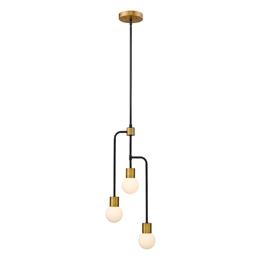 Z-Lite Neutra 3 Light 29.5" Chandelier, Black/Foundry Brass/Opal