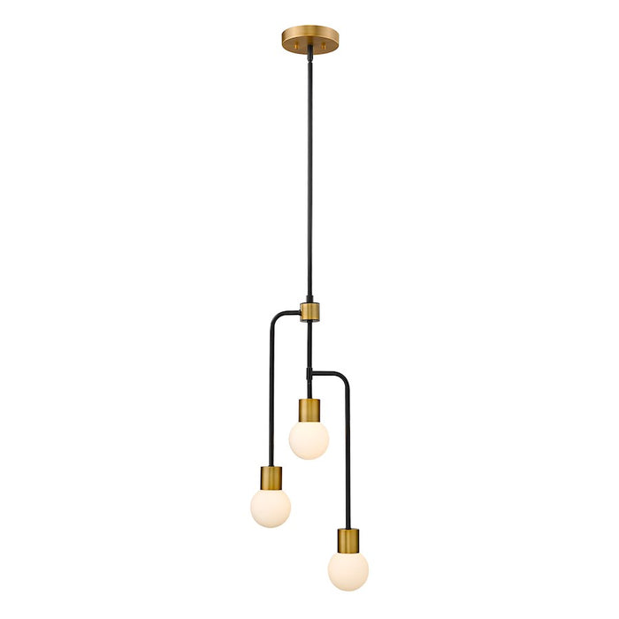 Z-Lite Neutra 3 Light 29.5" Chandelier, Black/Foundry Brass/Opal