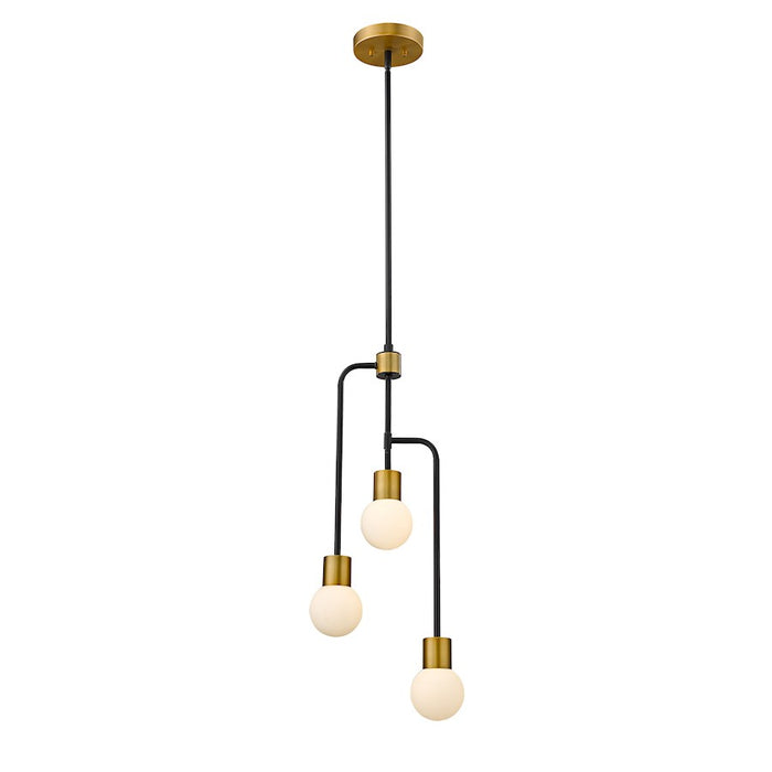 Z-Lite Neutra 3 Light 29.5" Chandelier, Black/Foundry Brass/Opal