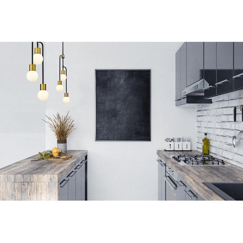 Z-Lite Neutra 3 Light 29.5" Chandelier, Black/Foundry Brass/Opal