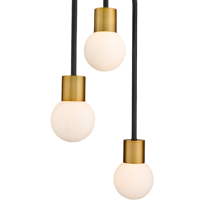 Z-Lite Neutra 3 Light 29.5" Chandelier, Black/Foundry Brass/Opal
