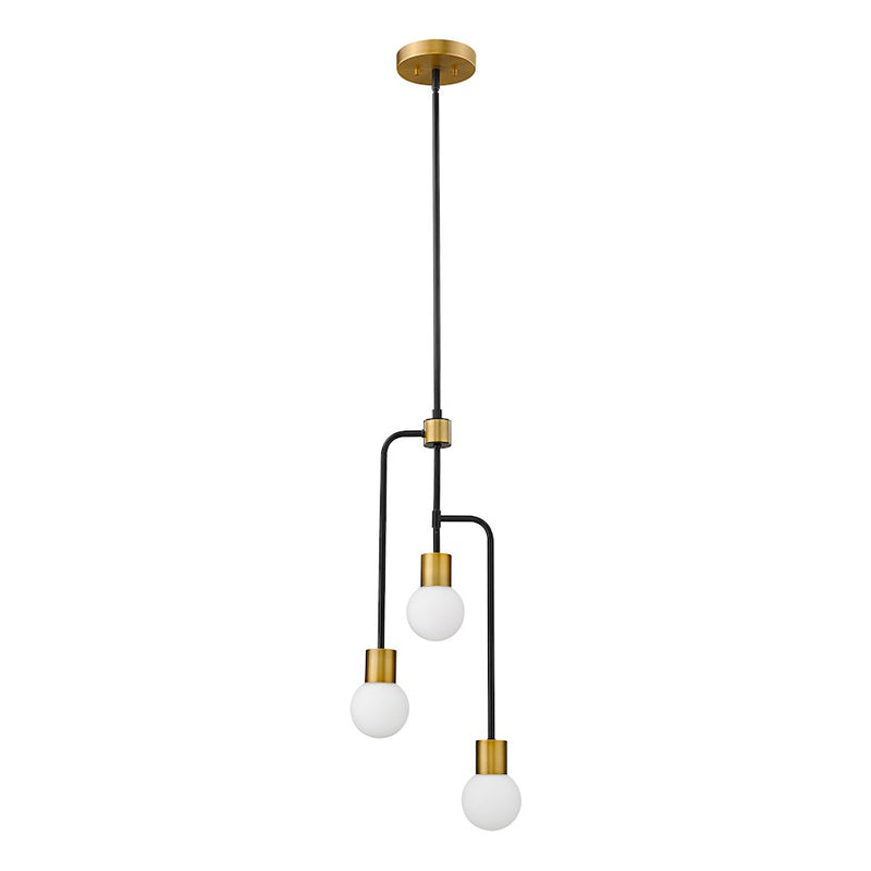 Z-Lite Neutra 3 Light 29.5" Chandelier, Black/Foundry Brass/Opal