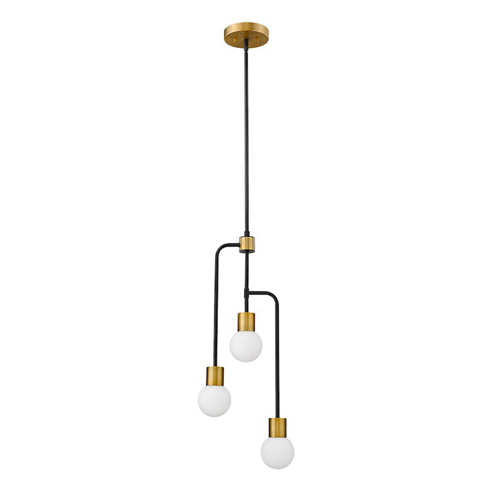 Z-Lite Neutra 3 Light 29.5" Chandelier, Black/Foundry Brass/Opal