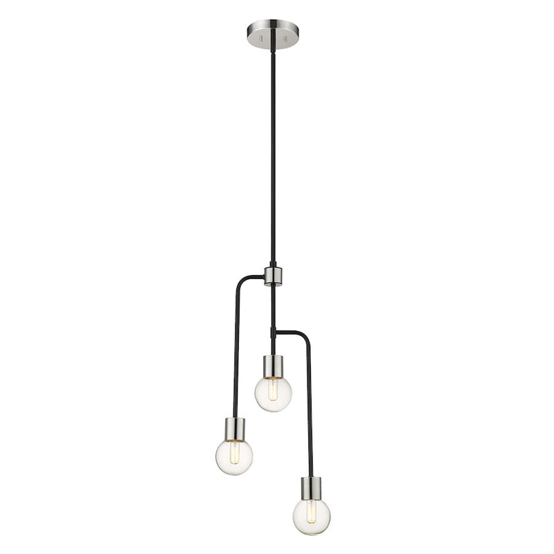 Z-Lite Neutra 3 Light 29" Chandelier, Black/Polished Nickel, Clear - 621-3MB-PN