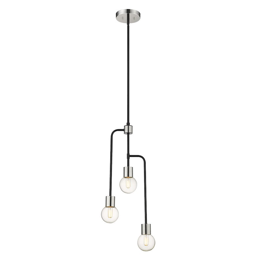 Z-Lite Neutra 3 Light 29" Chandelier, Black/Polished Nickel, Clear - 621-3MB-PN