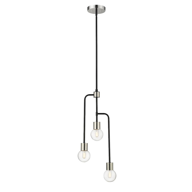 Z-Lite Neutra 3 Light 29" Chandelier, Black/Polished Nickel/Clear