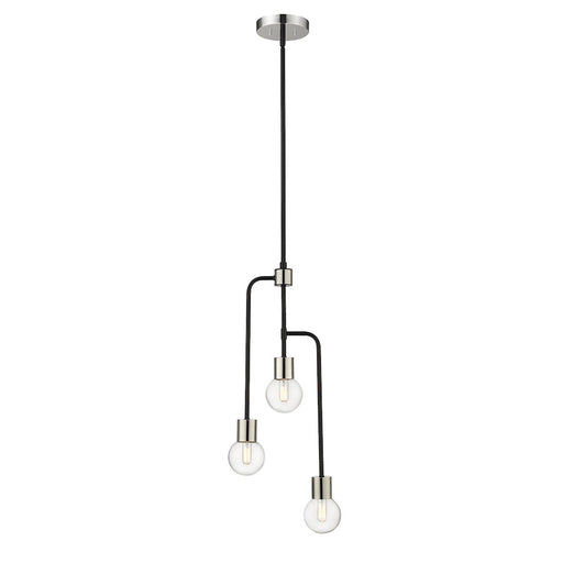 Z-Lite Neutra 3 Light 29" Chandelier, Black/Polished Nickel/Clear