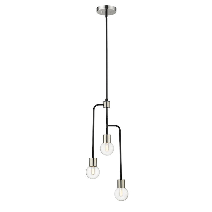 Z-Lite Neutra 3 Light 29" Chandelier, Black/Polished Nickel/Clear