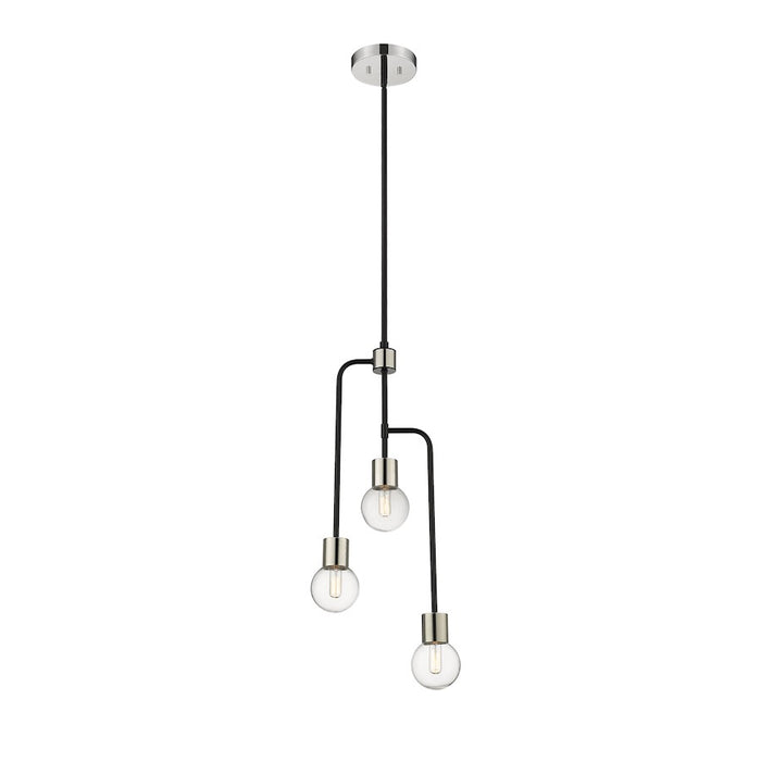 Z-Lite Neutra 3 Light 29" Chandelier, Black/Polished Nickel/Clear