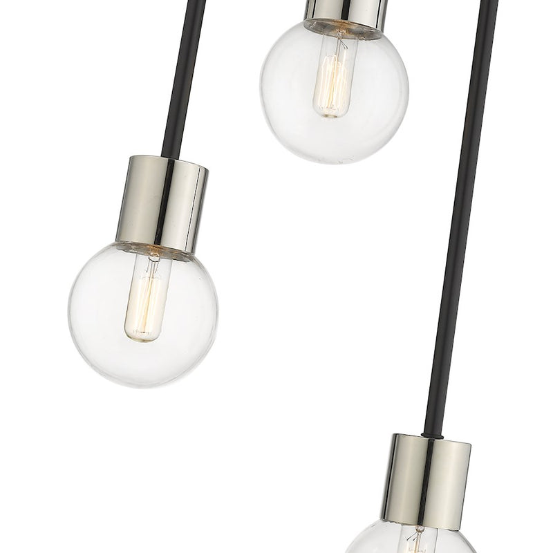 Z-Lite Neutra 3 Light 29" Chandelier, Black/Polished Nickel/Clear