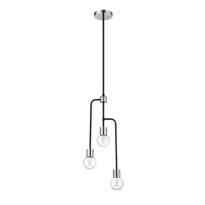 Z-Lite Neutra 3 Light 29" Chandelier, Black/Polished Nickel/Clear