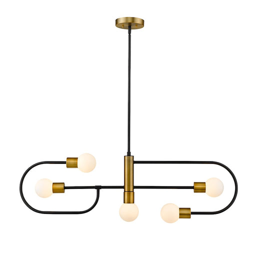 Z-Lite Neutra 5 Light 14" Island/Billiard, Black/Brass/Opal