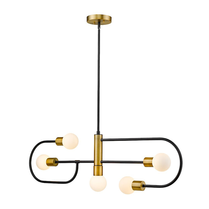 Z-Lite Neutra 5 Light 14" Island/Billiard, Black/Brass/Opal