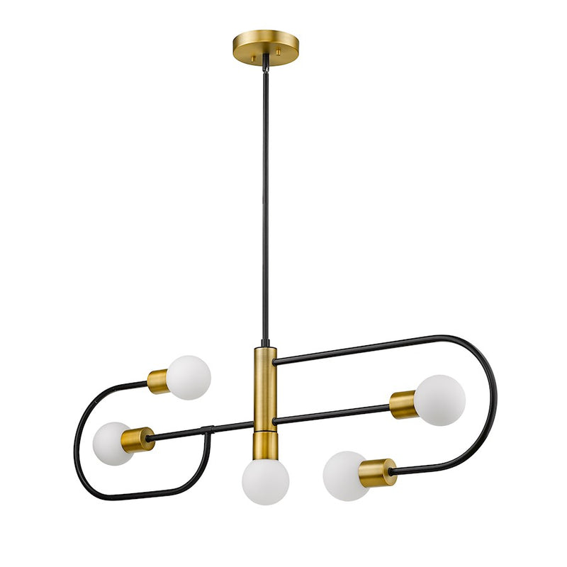 Z-Lite Neutra 5 Light 14" Island/Billiard, Black/Brass/Opal