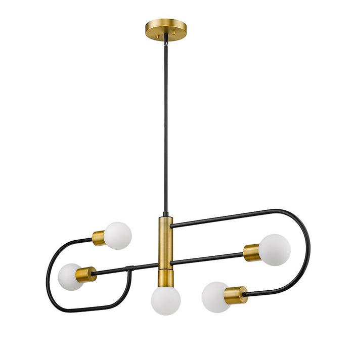 Z-Lite Neutra 5 Light 14" Island/Billiard, Black/Brass/Opal