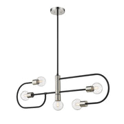 Z-Lite Neutra 5 Light 14" Island/Billiard, Black/Nickel, Clear - 621-5L-MB-PN