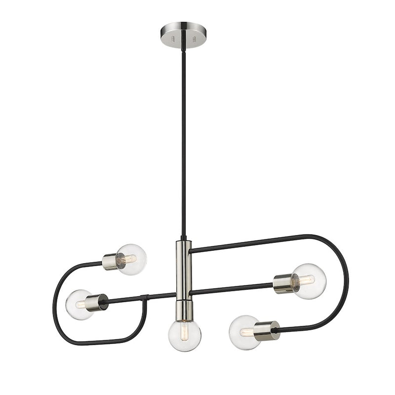 Z-Lite Neutra 5 Light 14" Island/Billiard, Black/Nickel, Clear - 621-5L-MB-PN