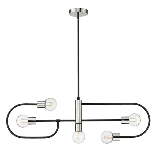 Z-Lite Neutra 5 Light 14" Island/Billiard, Black/Nickel/Clear
