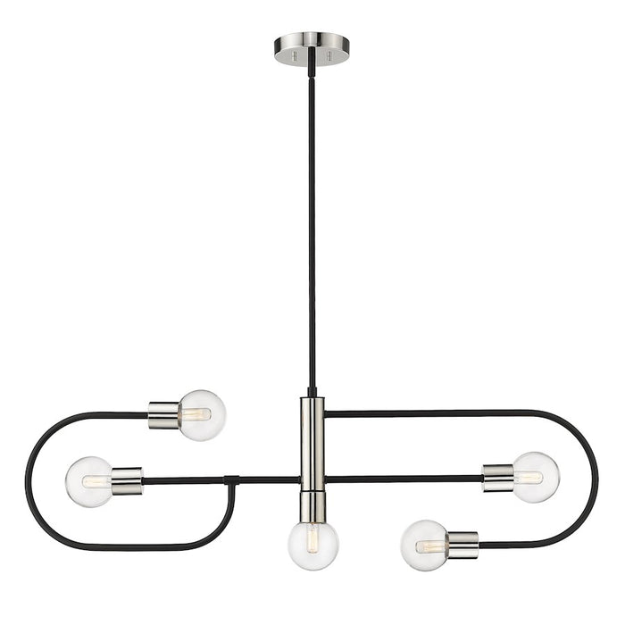 Z-Lite Neutra 5 Light 14" Island/Billiard, Black/Nickel/Clear