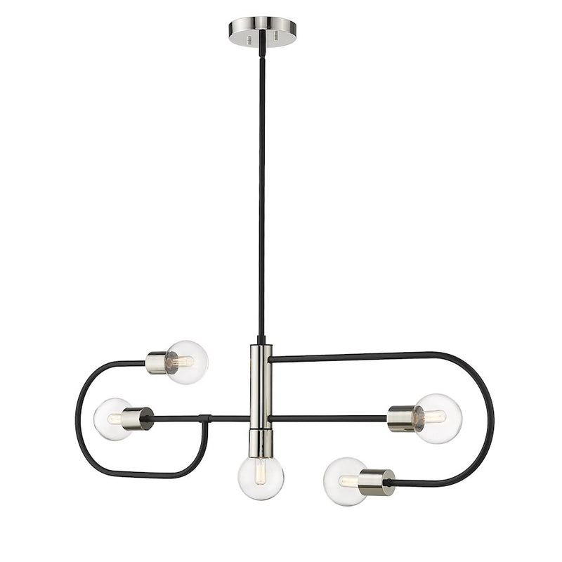 Z-Lite Neutra 5 Light 14" Island/Billiard, Black/Nickel/Clear