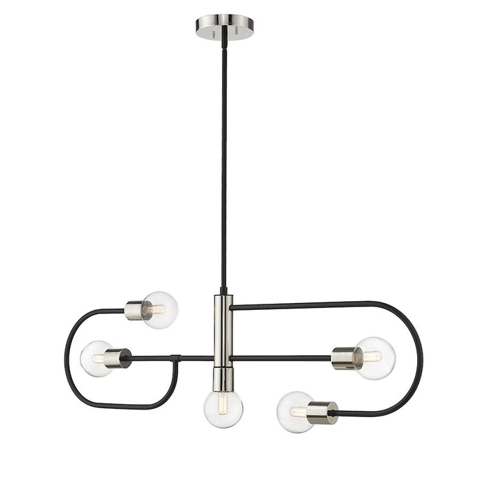 Z-Lite Neutra 5 Light 14" Island/Billiard, Black/Nickel/Clear