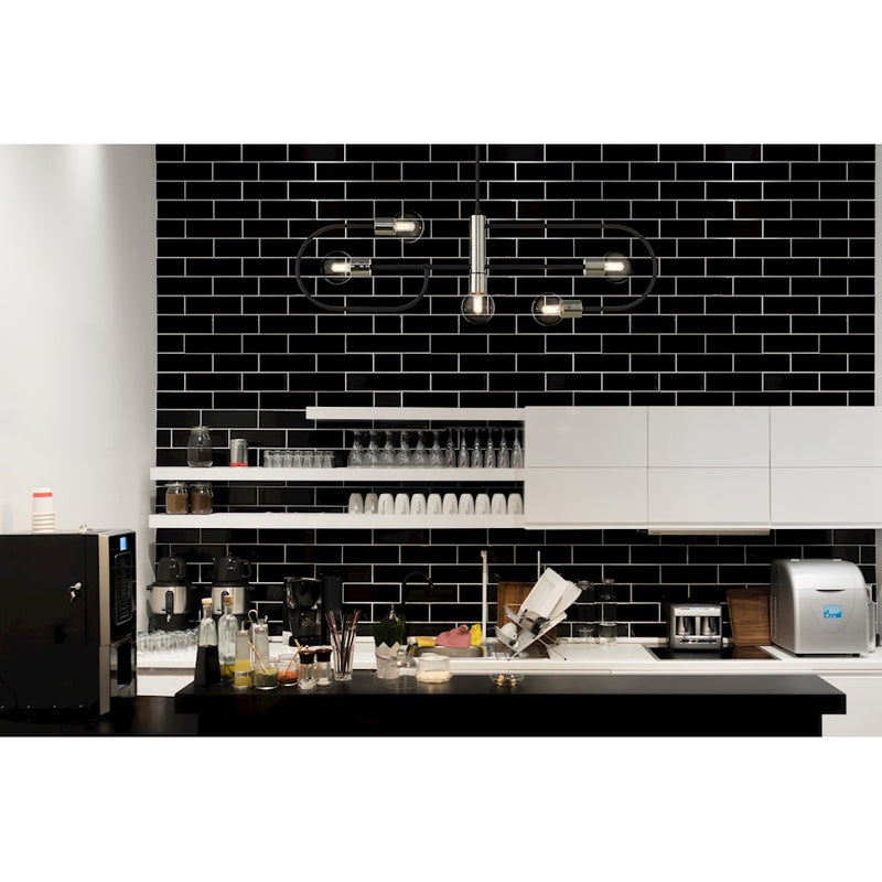 Z-Lite Neutra 5 Light 14" Island/Billiard, Black/Nickel/Clear