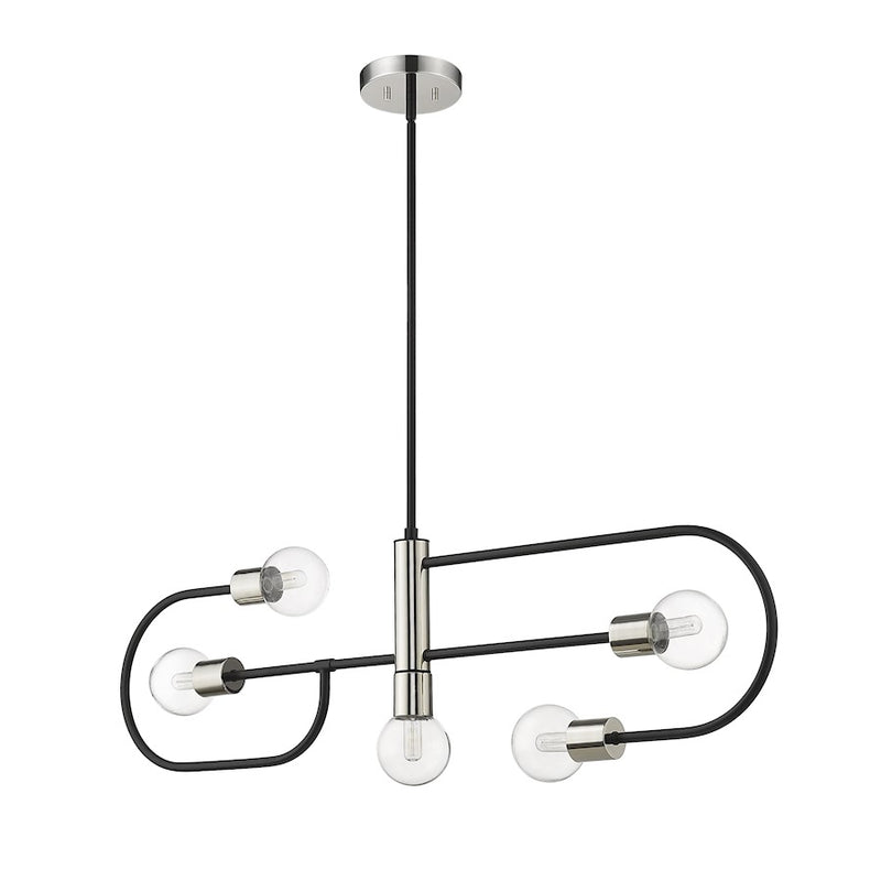 Z-Lite Neutra 5 Light 14" Island/Billiard, Black/Nickel/Clear