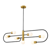 Z-Lite Neutra 7 Light 16" Island/Billiard, Black/Brass, Opal - 621-7L-MB-FB