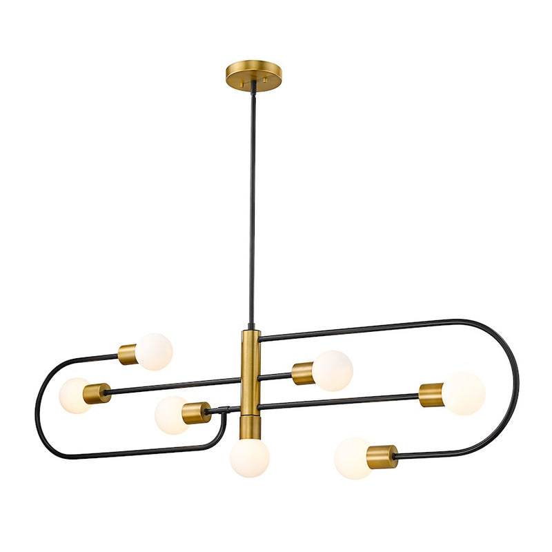 Z-Lite Neutra 7 Light 16" Island/Billiard, Black/Brass, Opal - 621-7L-MB-FB