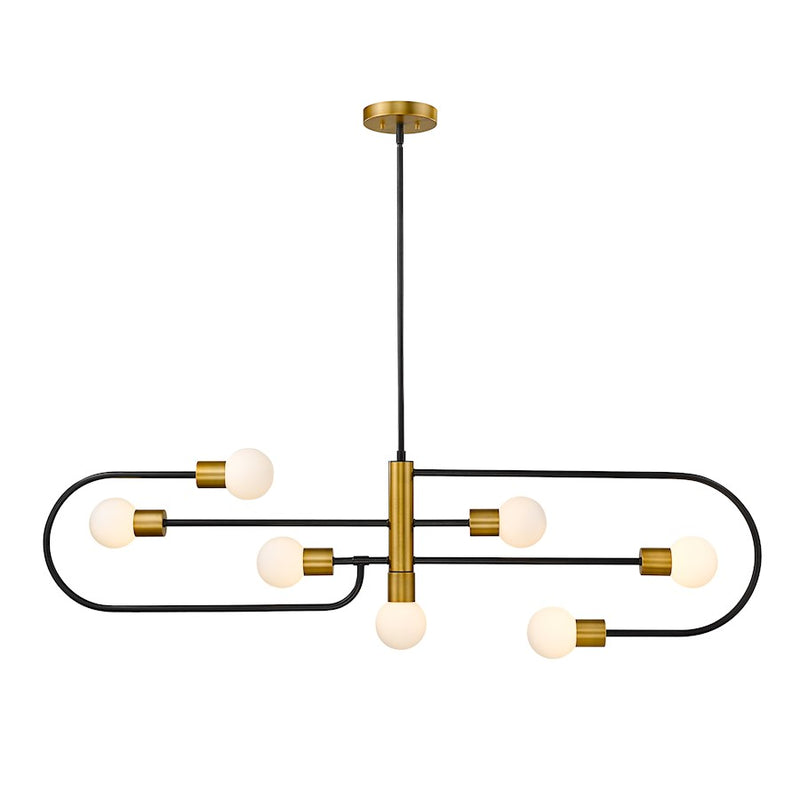 Z-Lite Neutra 7 Light 16" Island/Billiard, Black/Brass/Opal