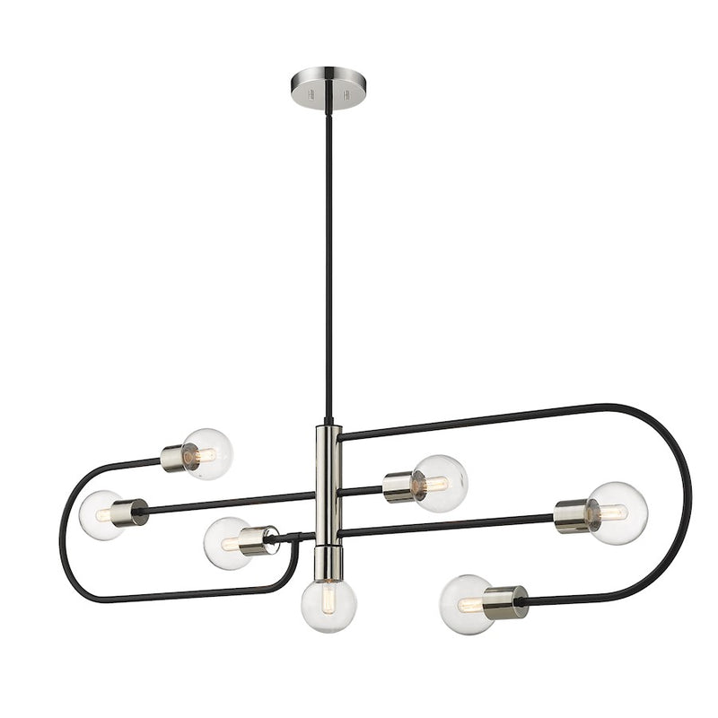 Z-Lite Neutra 7 Light 16" Island/Billiard, Black/Nickel, Clear - 621-7L-MB-PN