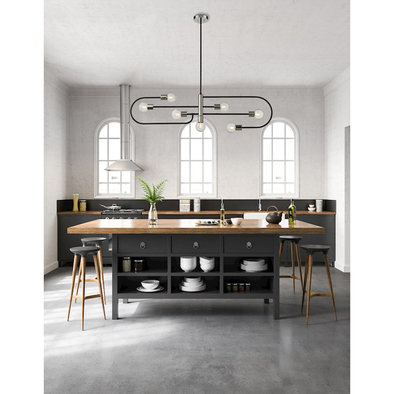 Z-Lite Neutra 7 Light 16" Island/Billiard, Black/Nickel/Clear