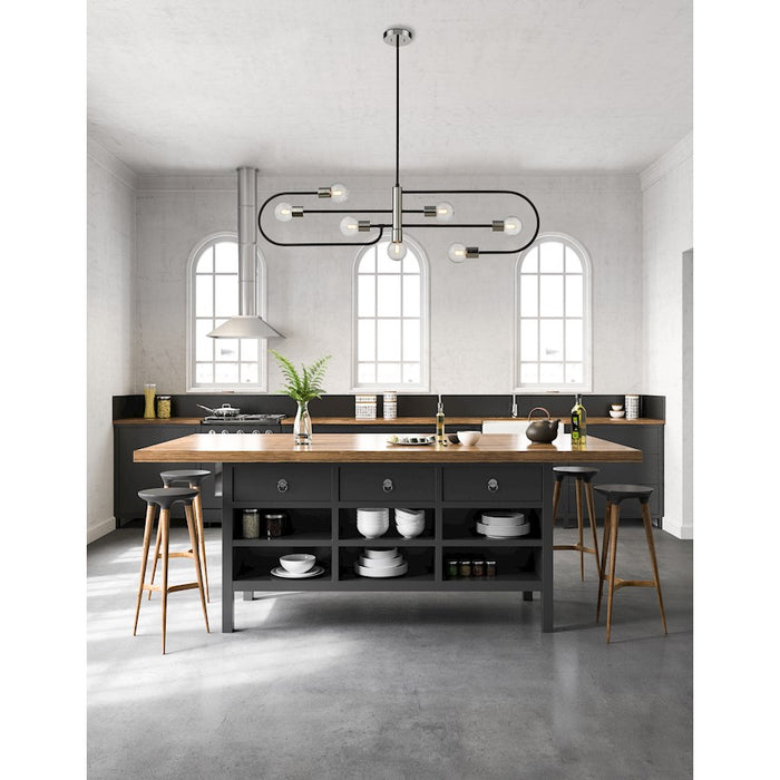 Z-Lite Neutra 7 Light 16" Island/Billiard, Black/Nickel/Clear