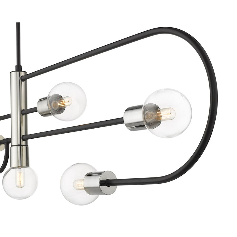 Z-Lite Neutra 7 Light 16" Island/Billiard, Black/Nickel/Clear