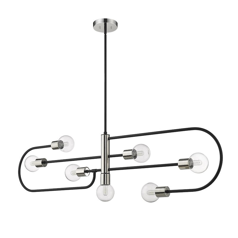 Z-Lite Neutra 7 Light 16" Island/Billiard, Black/Nickel/Clear