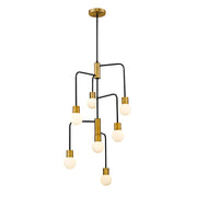 Z-Lite Neutra 7 Light 42" Chandelier, Black/Foundry Brass, Opal - 621-7MB-FB