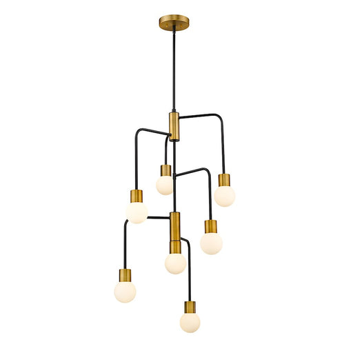 Z-Lite Neutra 7 Light 42" Chandelier, Black/Foundry Brass, Opal - 621-7MB-FB