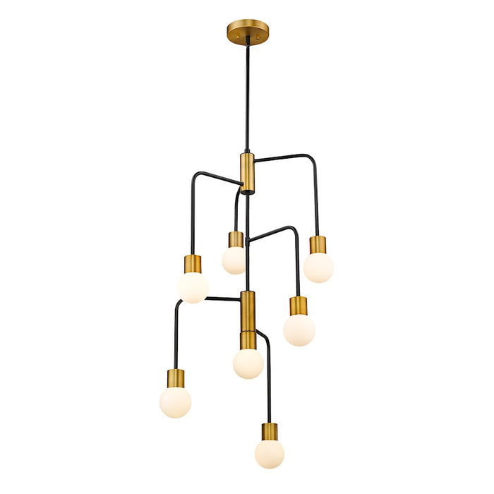 Z-Lite Neutra 7 Light 42" Chandelier, Black/Foundry Brass/Opal