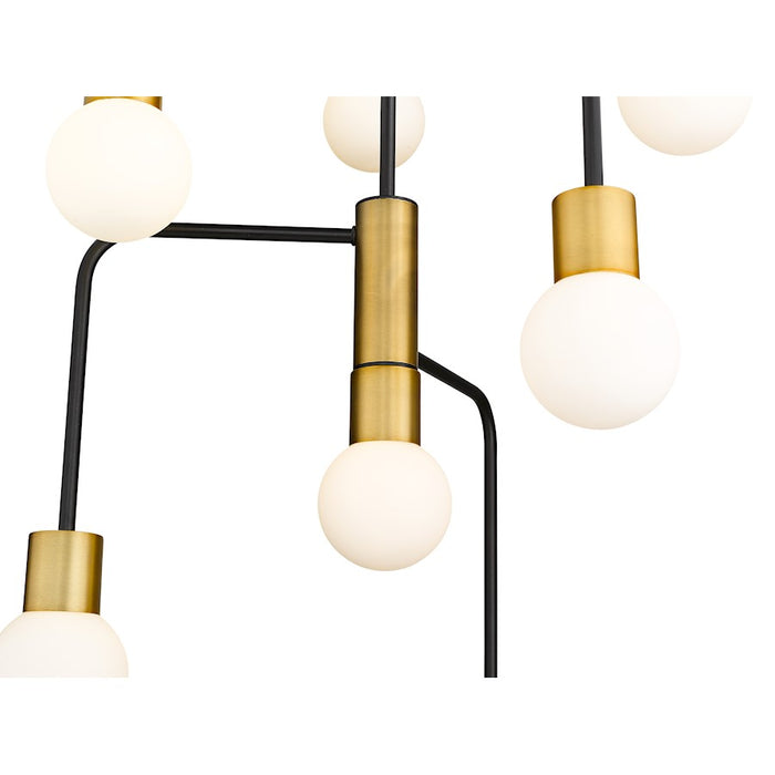 Z-Lite Neutra 7 Light 42" Chandelier, Black/Foundry Brass/Opal