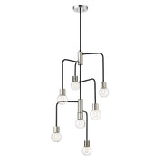 Z-Lite Neutra 7 Light 42" Chandelier, Black/Polished Nickel, Clear - 621-7MB-PN