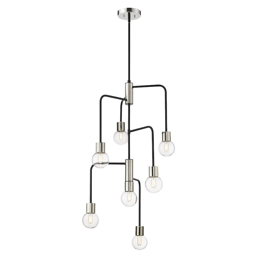 Z-Lite Neutra 7 Light 42" Chandelier, Black/Polished Nickel, Clear - 621-7MB-PN