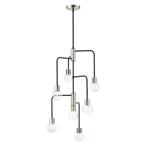 Z-Lite Neutra 7 Light 42" Chandelier, Black/Polished Nickel/Clear