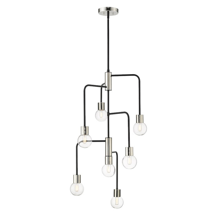Z-Lite Neutra 7 Light 42" Chandelier, Black/Polished Nickel/Clear
