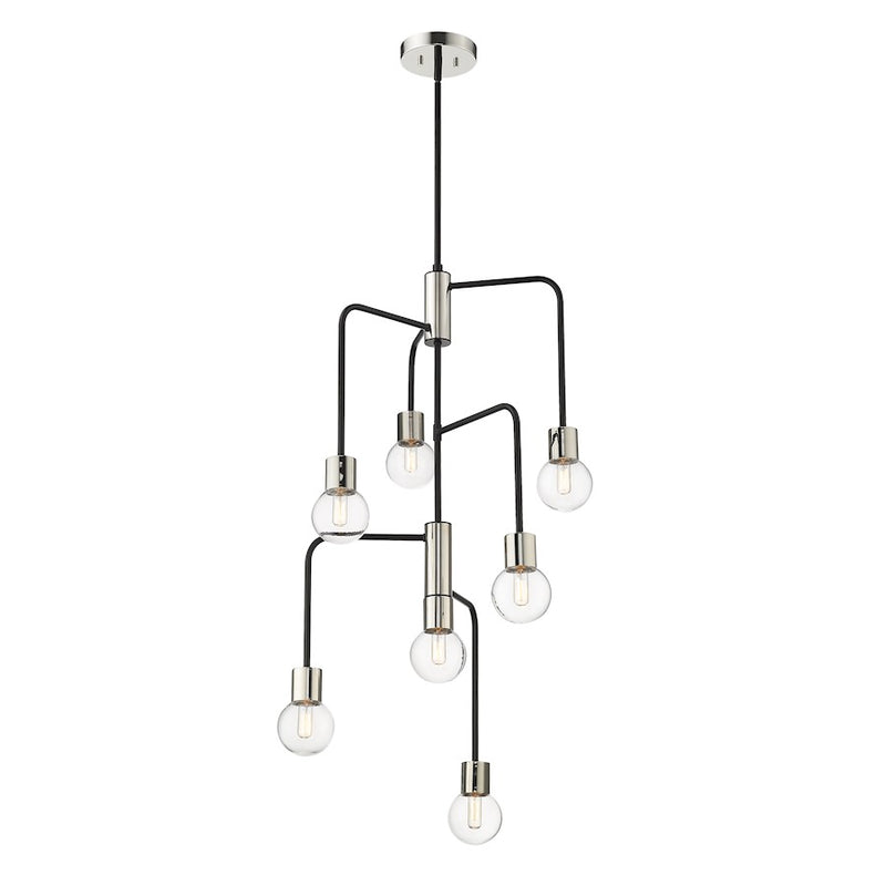 Z-Lite Neutra 7 Light 42" Chandelier, Black/Polished Nickel/Clear