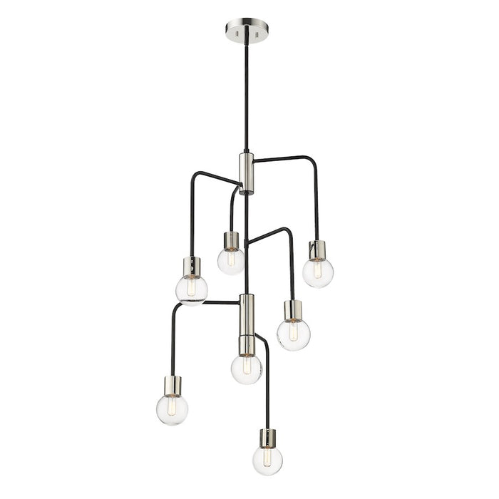 Z-Lite Neutra 7 Light 42" Chandelier, Black/Polished Nickel/Clear