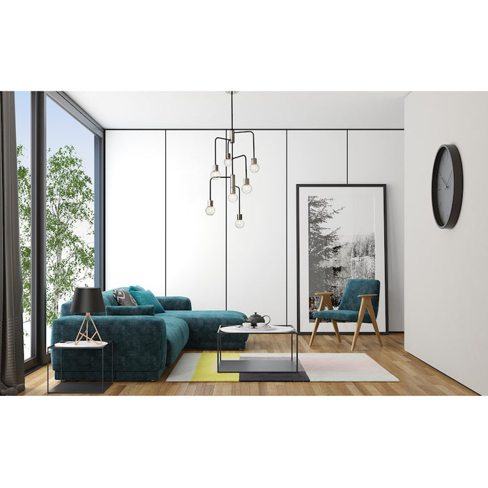 Z-Lite Neutra 7 Light 42" Chandelier, Black/Polished Nickel/Clear