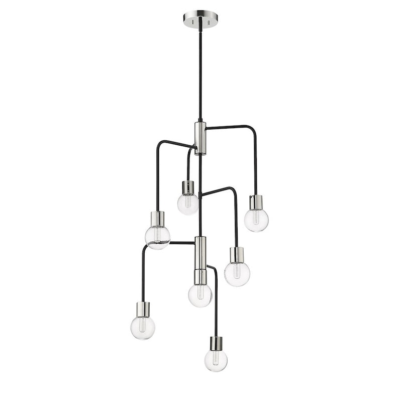 Z-Lite Neutra 7 Light 42" Chandelier, Black/Polished Nickel/Clear