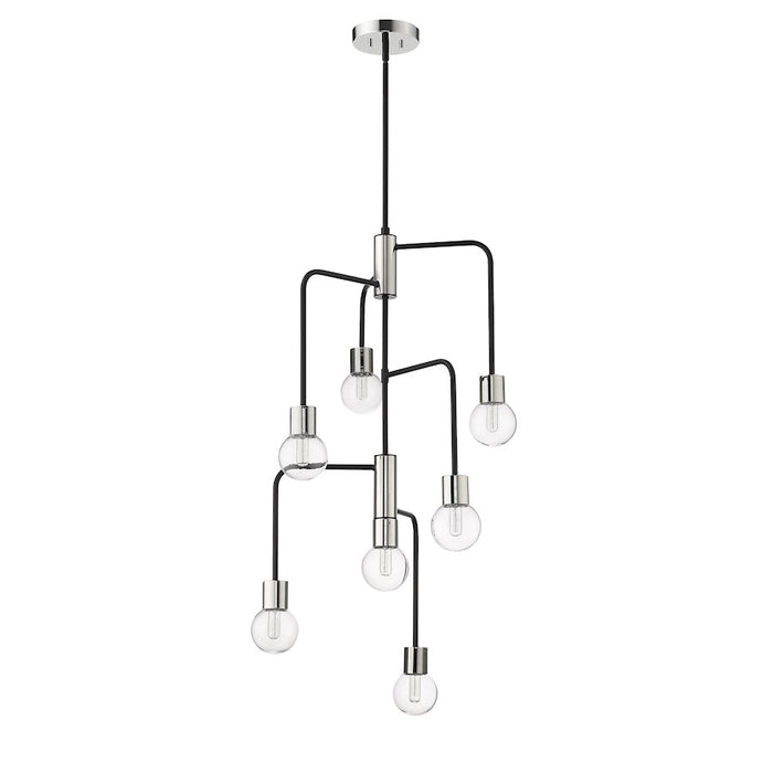 Z-Lite Neutra 7 Light 42" Chandelier, Black/Polished Nickel/Clear