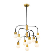 Z-Lite Neutra 9 Light 26.5" Chandelier, Black/Foundry Brass, Opal - 621-9MB-FB