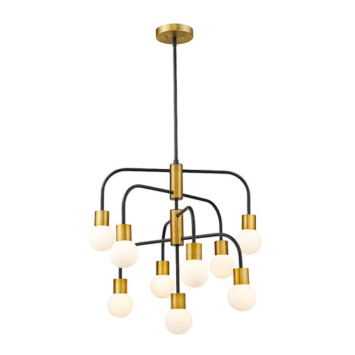 Z-Lite Neutra 9 Light 26.5" Chandelier, Black/Foundry Brass, Opal - 621-9MB-FB